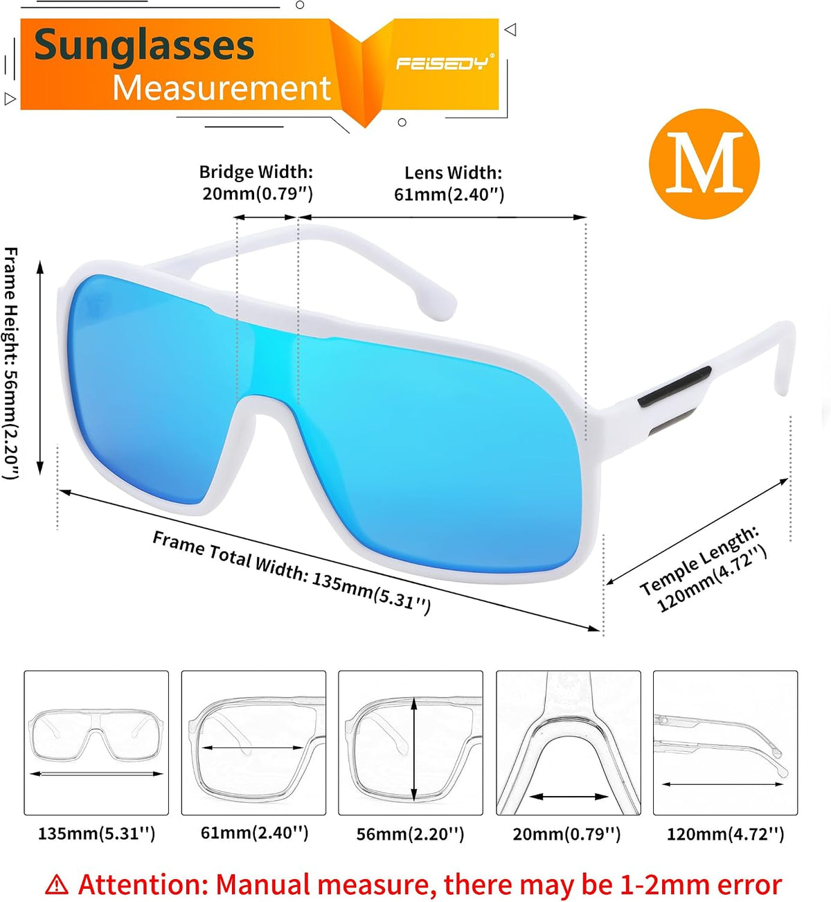 ÉÌƷͼƬ 22 | B0CWTZ9491 | FEISEDY Fashion Polarized Sunglasses Oversized One Piece Reflective Lens Sports Sun Glasses B0122