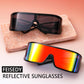 商品图片 26 | B0D3PKKSD9 | FEISEDY Trendy Futuristic Wrap Sunglasses Flat Top Mirrored One Piece Lens Reflective Sun Glasses for Women Men B0161