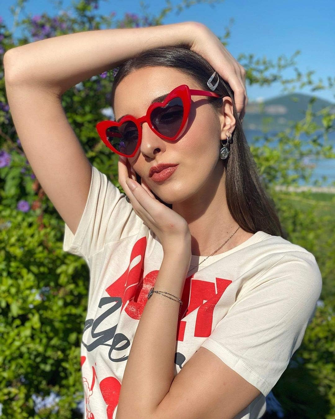 ÉÌƷͼƬ 40 | B08K4J65LX | FEISEDY Vintage Heart Shaped Sunglasses Women Stylish Love Eyeglasses B2421-P1