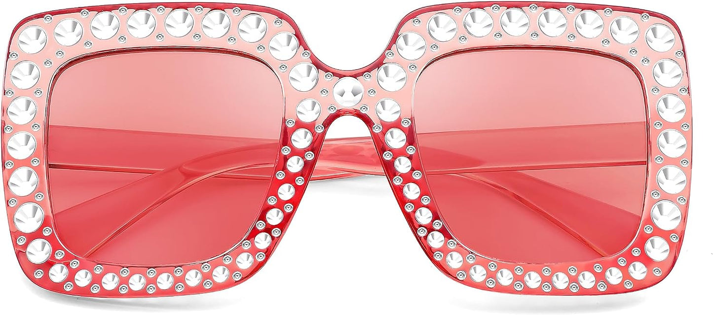 商品图片 17 | B0CFHLB4YT | FEISEDY Kids Sunglasses for Girls Oversized Square Sparkling Party Sun Glasses Lightweight Fashion Shades B0053