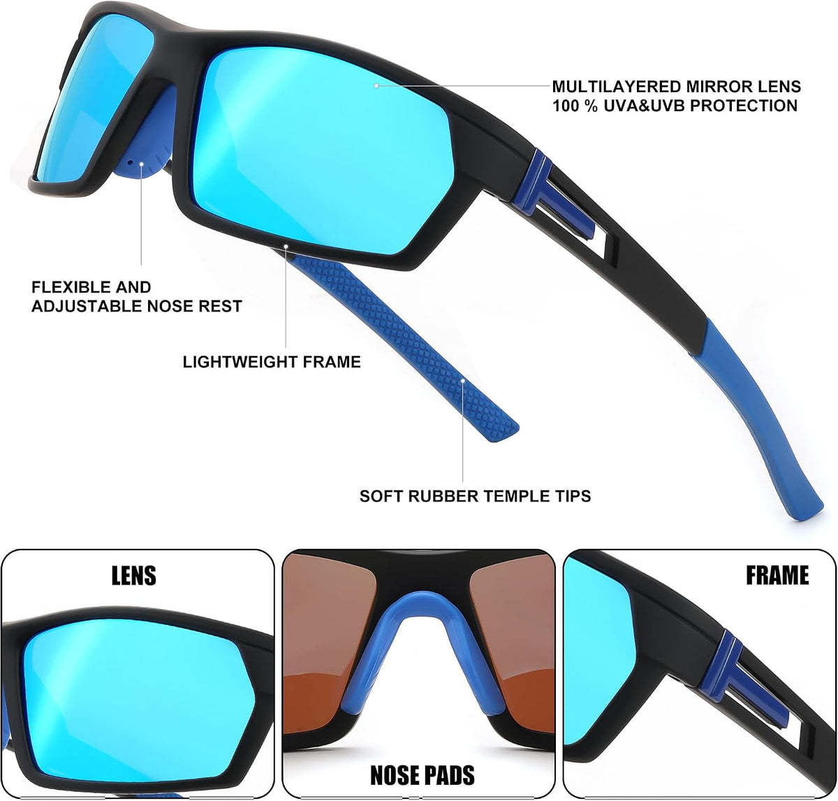 ÉÌƷͼƬ 32 | B0CWV23RCP | FEISEDY Polarized Sports Sunglasses for Men Women Youth Baseball Cycling Running Glasses UV400 Protection B0135