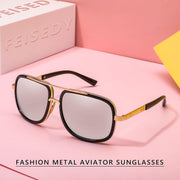 ÉÌƷͼƬ 20 | B0B681YMF5 | FEISEDY Retro Trendy Aviator Sunglasses Women Men Classic Vintage Square Sunglasses 70s Large Metal Shades B2321