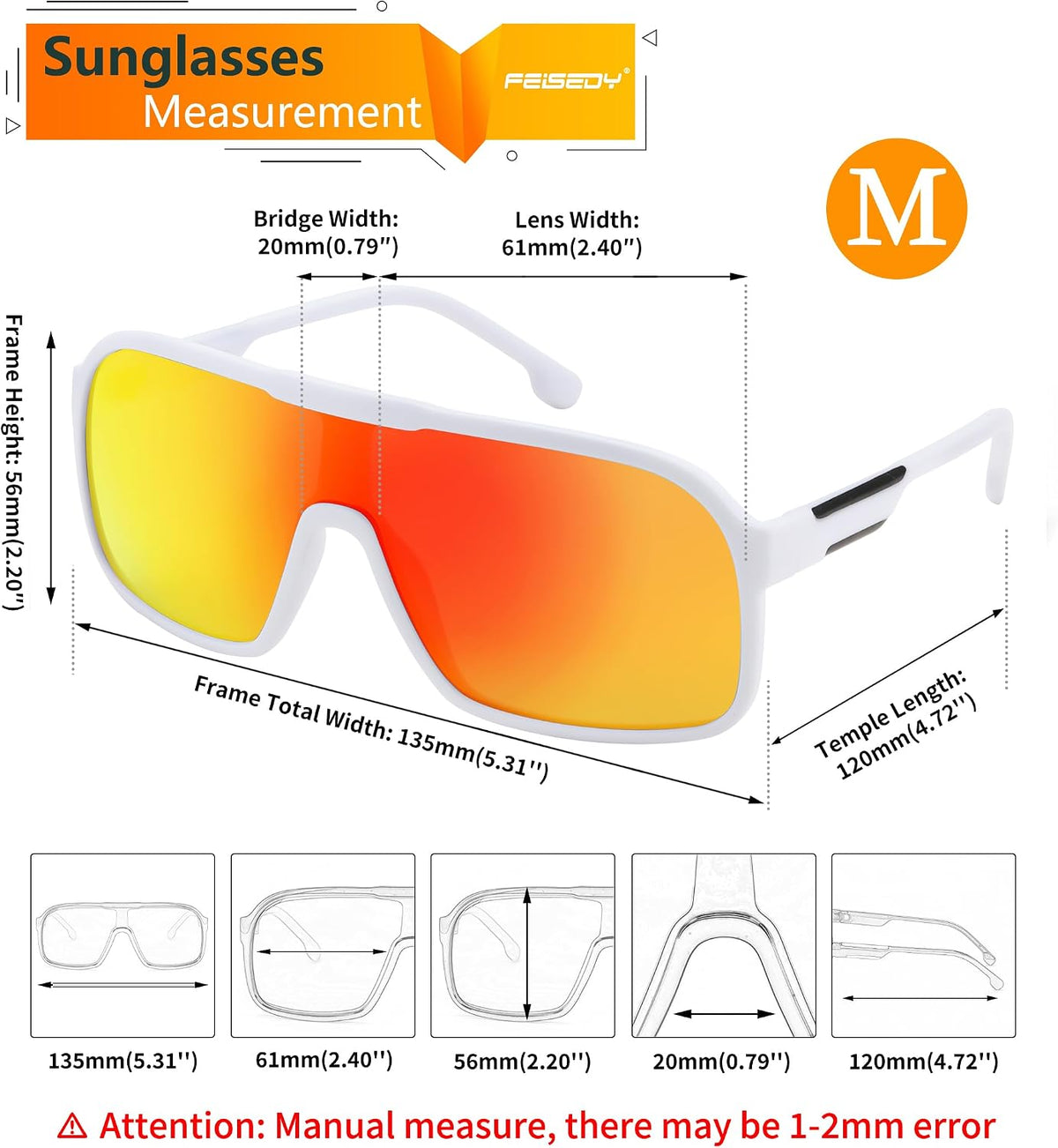 ÉÌƷͼƬ 14 | B0CWTZ9491 | FEISEDY Fashion Polarized Sunglasses Oversized One Piece Reflective Lens Sports Sun Glasses B0122
