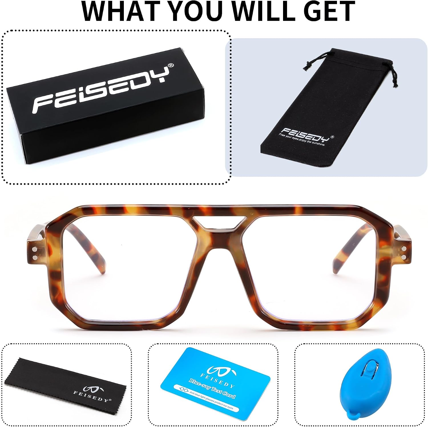 商品图片 13 | B0D3P82MGV | FEISEDY Blue Light Blocking Glasses, Aviator Frame Computer Reading/Gaming/TV/Phones Glasses for Women Men B0165