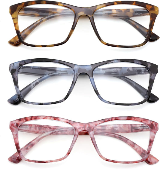 2.5 Diopters | B0FZTKZ12C | FEISEDY 3 Pack Blue Light Reading Glasses Women Men Rectangular B0368
