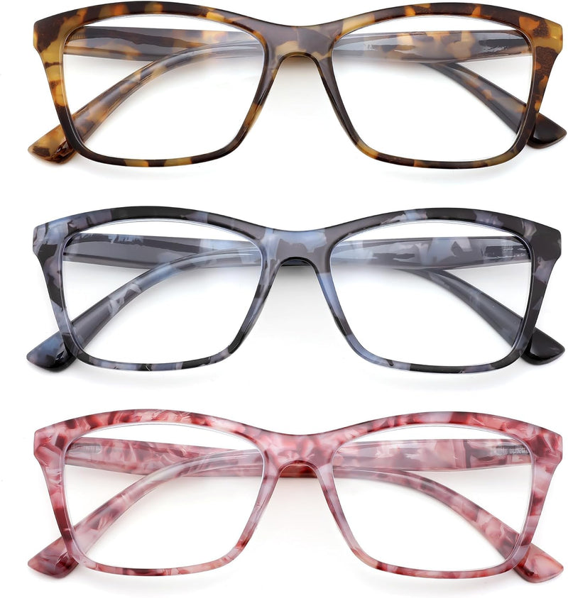 2.5 Diopters | B0FZTKZ12C | FEISEDY 3 Pack Blue Light Reading Glasses Women Men Rectangular B0368