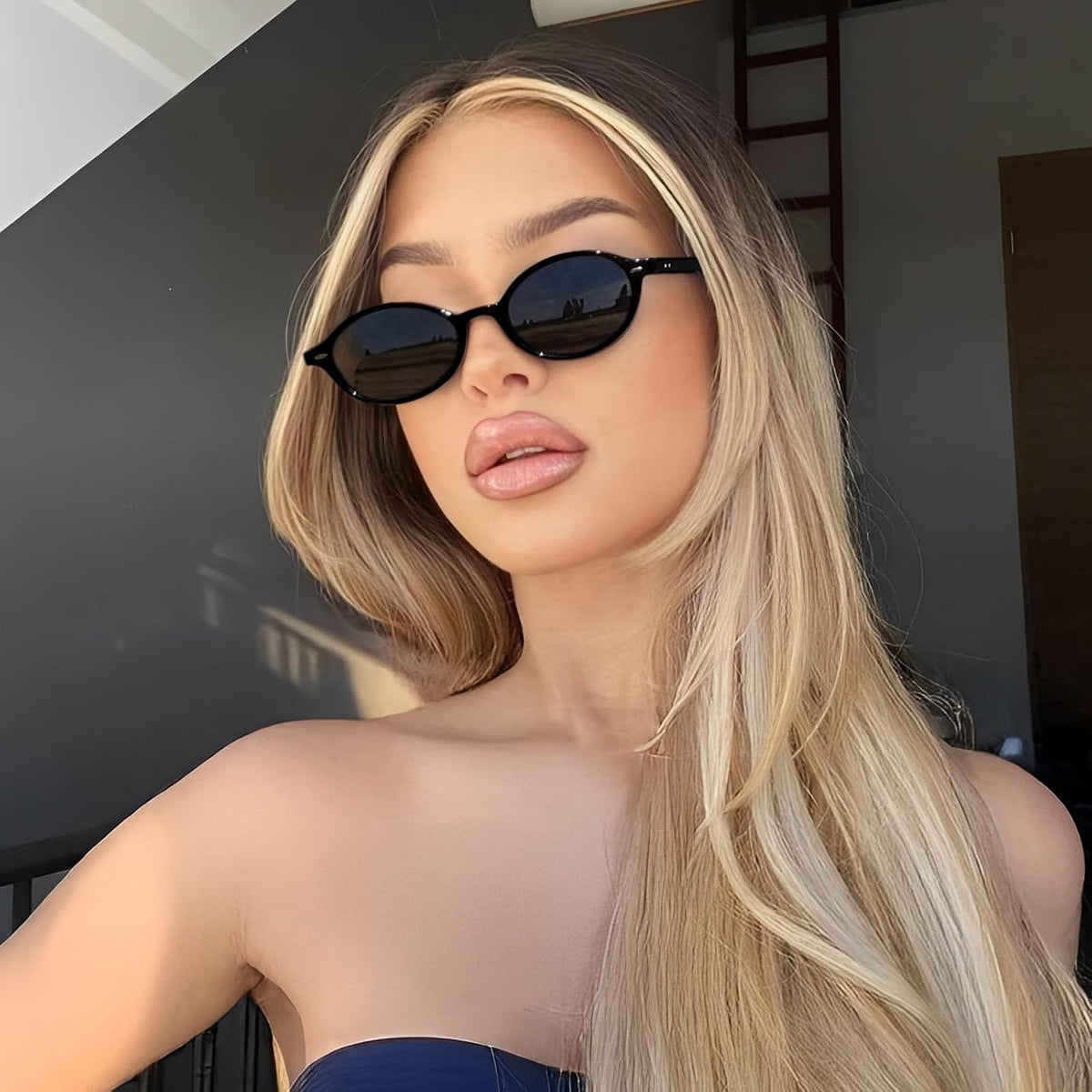 ÉÌƷͼƬ 102 | B0DTHVTKB5 | FEISEDY Retro Oval Sunglasses for Women 90s Narrow Round Lightweight Shades Y2k Trendy Sunnies B1171