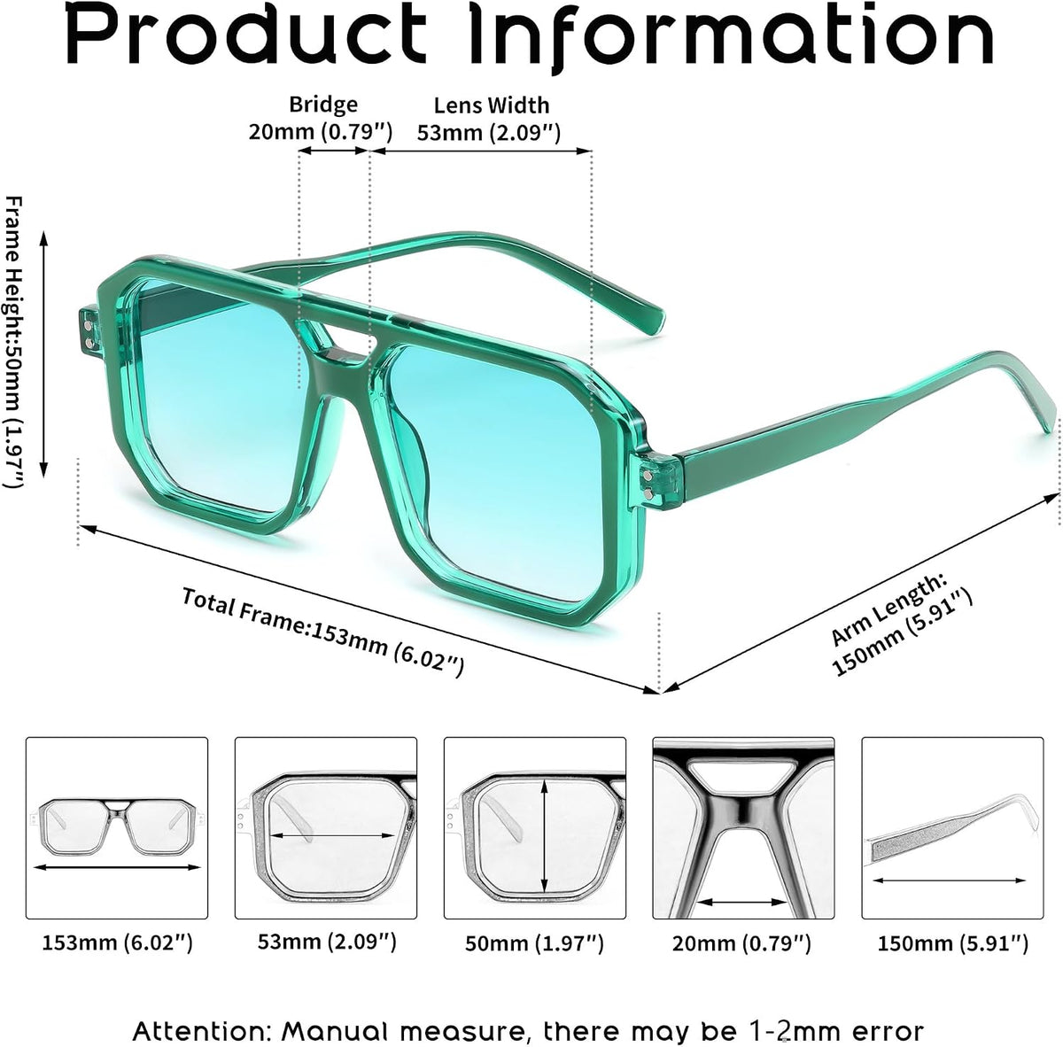 ÉÌƷͼƬ 40 | B0B9BNZRMZ | FEISEDY Retro Aviator Square Sunglasses for Women Men UV400 B2939