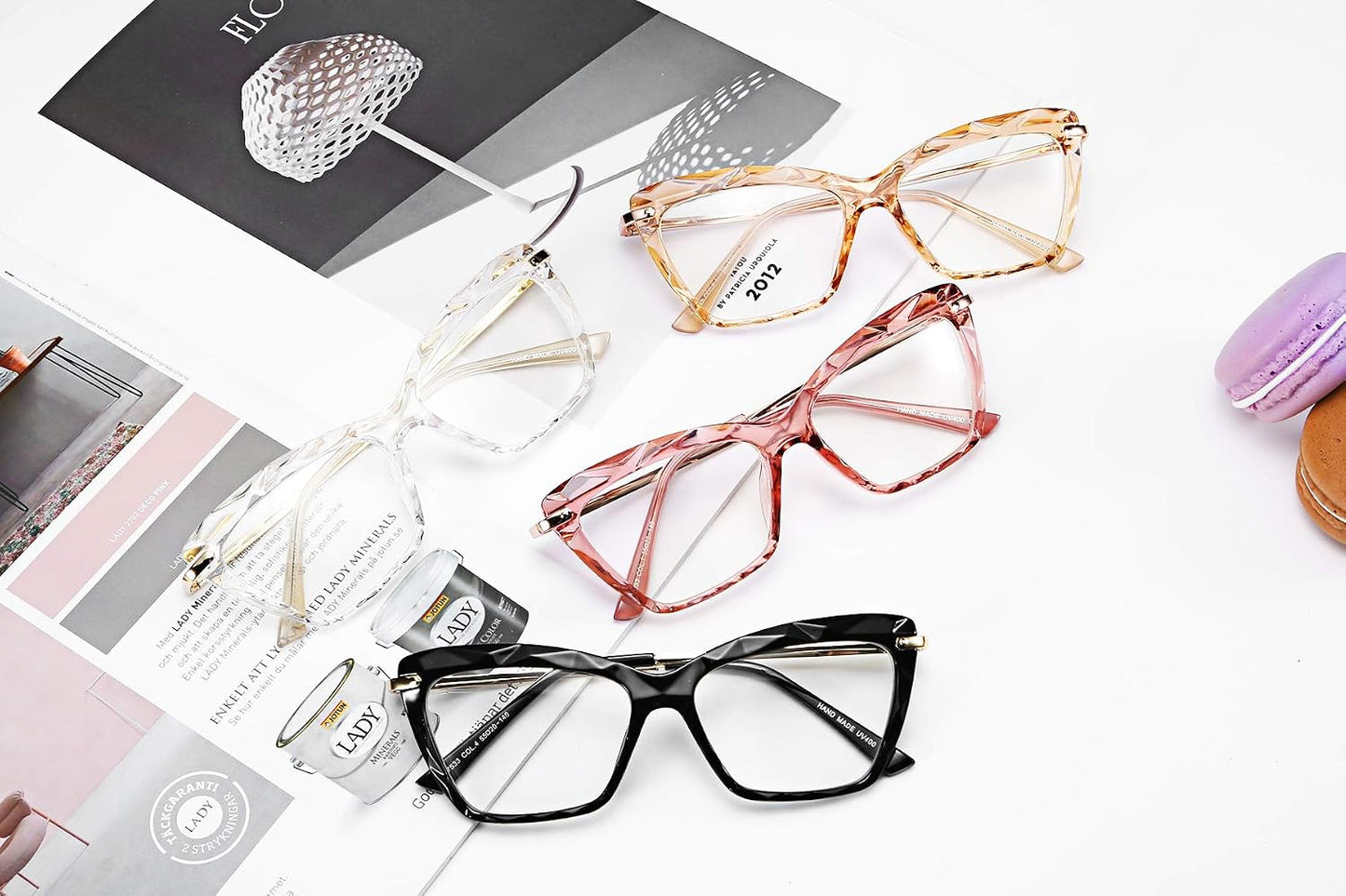 商品图片 6 | B07FR6SSY6 | FEISEDY Cat Eye Glasses Frame Clear Lenses Lightweight Eyewear for Women B2440