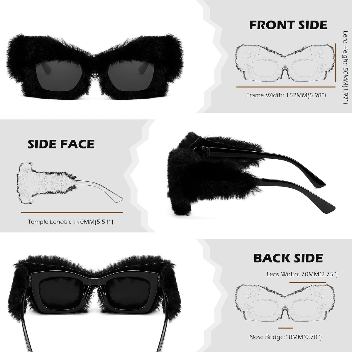 ÉÌƷͼƬ 11 | B09PN9V5N6 | FEISEDY Sunglasses Women Plush Fuzzy Soft Velvet Party Masquerade B2877