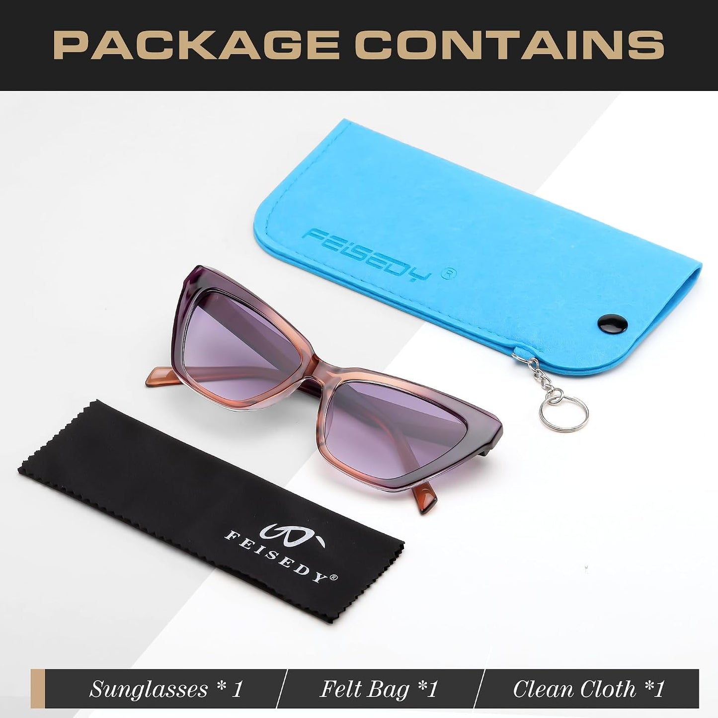 商品图片 14 | B0CYZG81R8 | FEISEDY Retro Cat Eye Sunglasses for Women UV400 Protection Small Vintage Chic Shades B0132