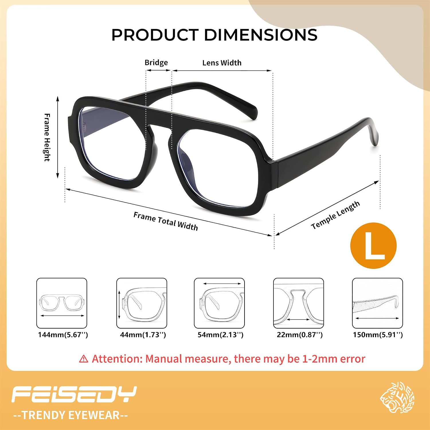 商品图片 6 | B0F26B3L2C | FEISEDY Fashion Aviator Blue Light Blocking Glasses for Woman Men B0285