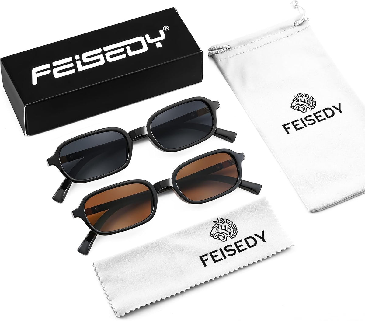 ÉÌƷͼƬ 20 | B0DX1678RX | FEISEDY Retro Rectangular Sunglasses for Women Men 90s Small Vintage Fashion Square Sunnies B0282