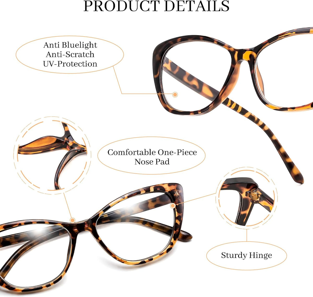 ÉÌƷͼƬ 12 | B0G8D97VW9 | FEISEDY 3 Pack Cat Eye Reading Glasses Blue Light Blocking Women/Men B0374