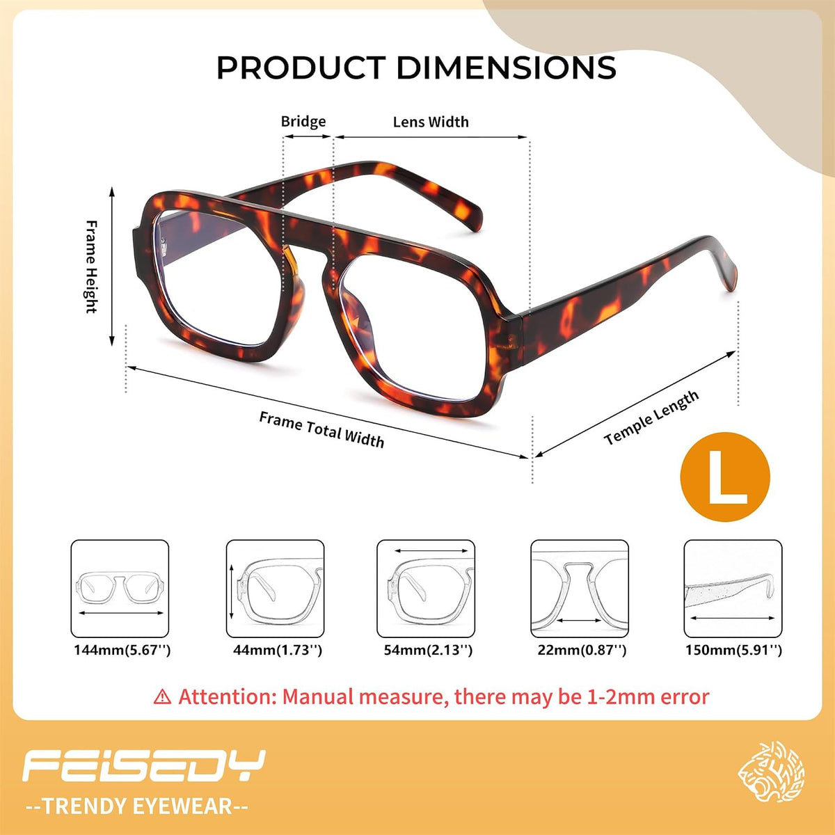 ÉÌƷͼƬ 25 | B0F26B3L2C | FEISEDY Fashion Aviator Blue Light Blocking Glasses for Woman Men B0285