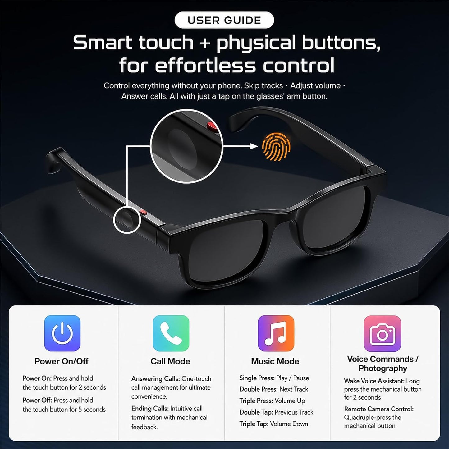商品图片 7 | B0H6PJ2TJN | FEISEDY AI Smart Glasses with AI Assistant for Travel & Daily Use B0476