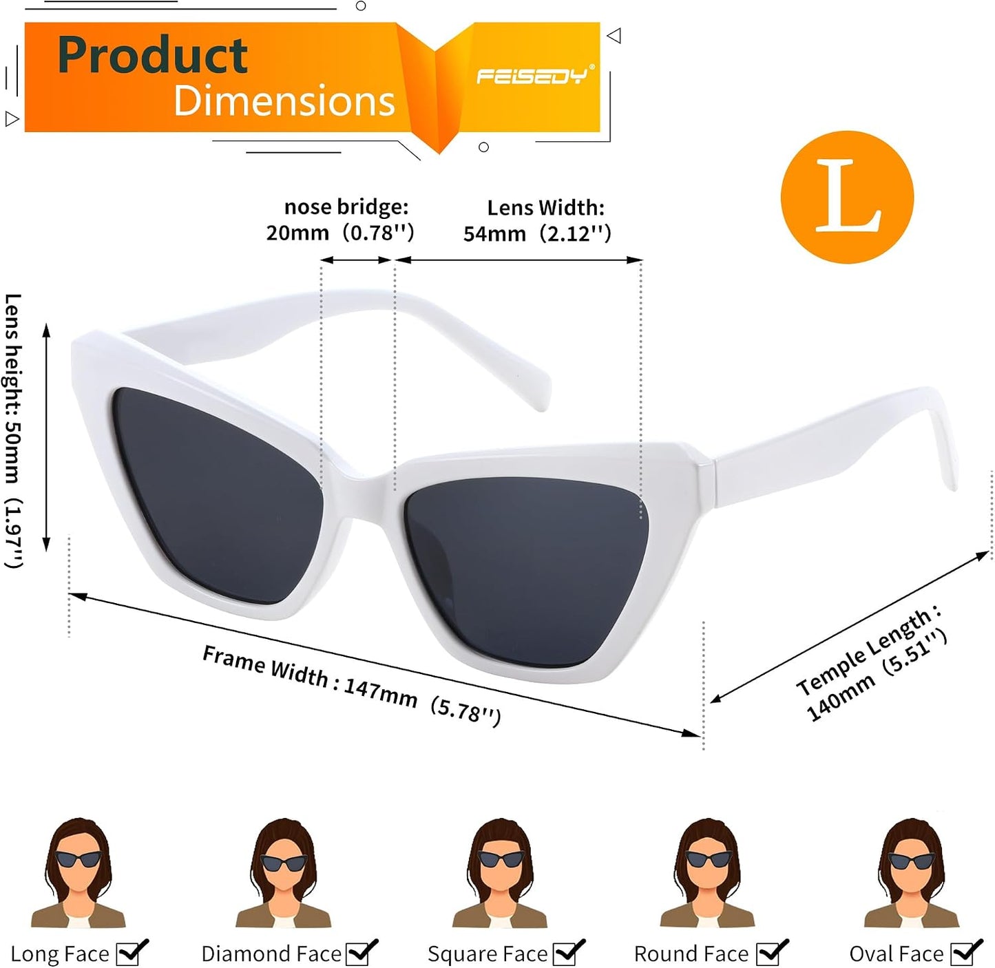 商品图片 20 | B0CYZG81R8 | FEISEDY Retro Cat Eye Sunglasses for Women UV400 Protection Small Vintage Chic Shades B0132