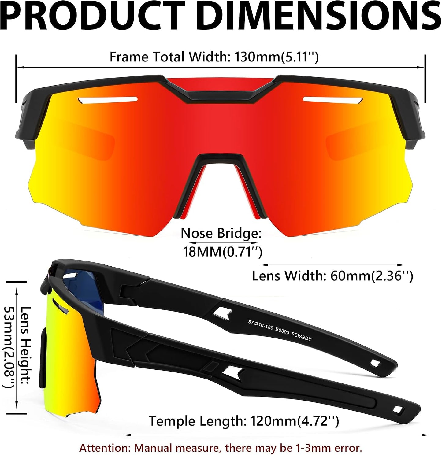 商品图片 20 | B0D78P6WRV | FEISEDY Kids Teens Baseball Polarized Sunglasses Sports Cycling Glasses for Youth Boys Girls Age 8-16 B0157