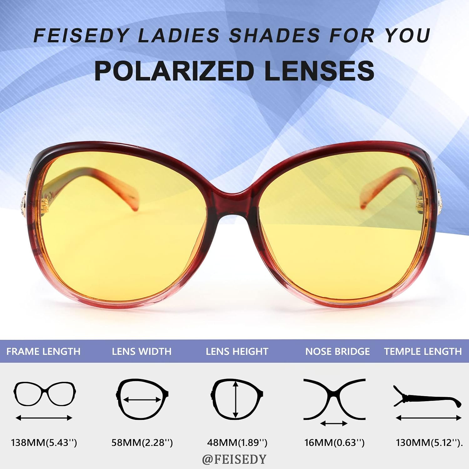 商品图片 47 | B08S7G8RRP | FEISEDY Oversized Polarized Sunglasses Women Men Large Shades B2730
