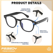 商品图片 4 | B0BRZ8QG4K | FEISEDY Retro Vintage Round Blue Light Blocking Glasses Classic Eyewear Frame for Women Men B2349