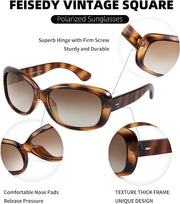 ÉÌƷͼƬ 32 | B094CJFYW6 | FEISEDY Vintage Square Polarized Sunglasses for Women Men Havana Thick Wrap Around Sun Glasses UV400 B2703