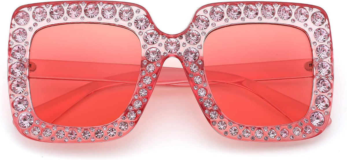 ÉÌƷͼƬ 21 | B077GMJCV8 | FEISEDY Women Sparkling Crystal Sunglasses Oversized Square Thick Frame B2283