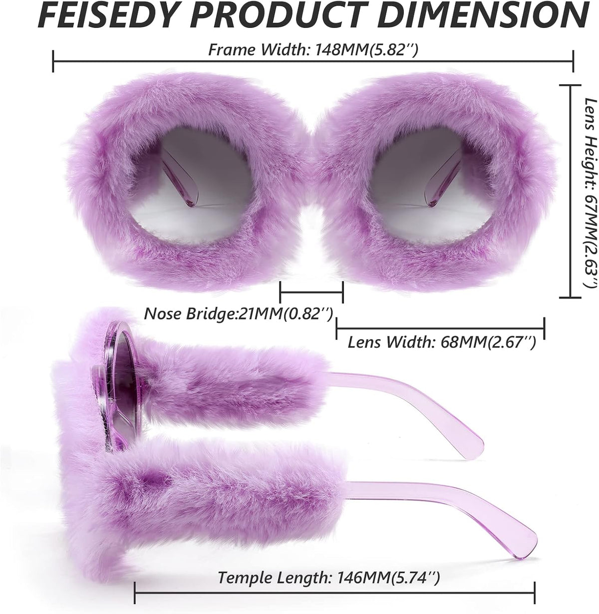 ÉÌƷͼƬ 80 | B09PN9V5N6 | FEISEDY Sunglasses Women Plush Fuzzy Soft Velvet Party Masquerade B2877