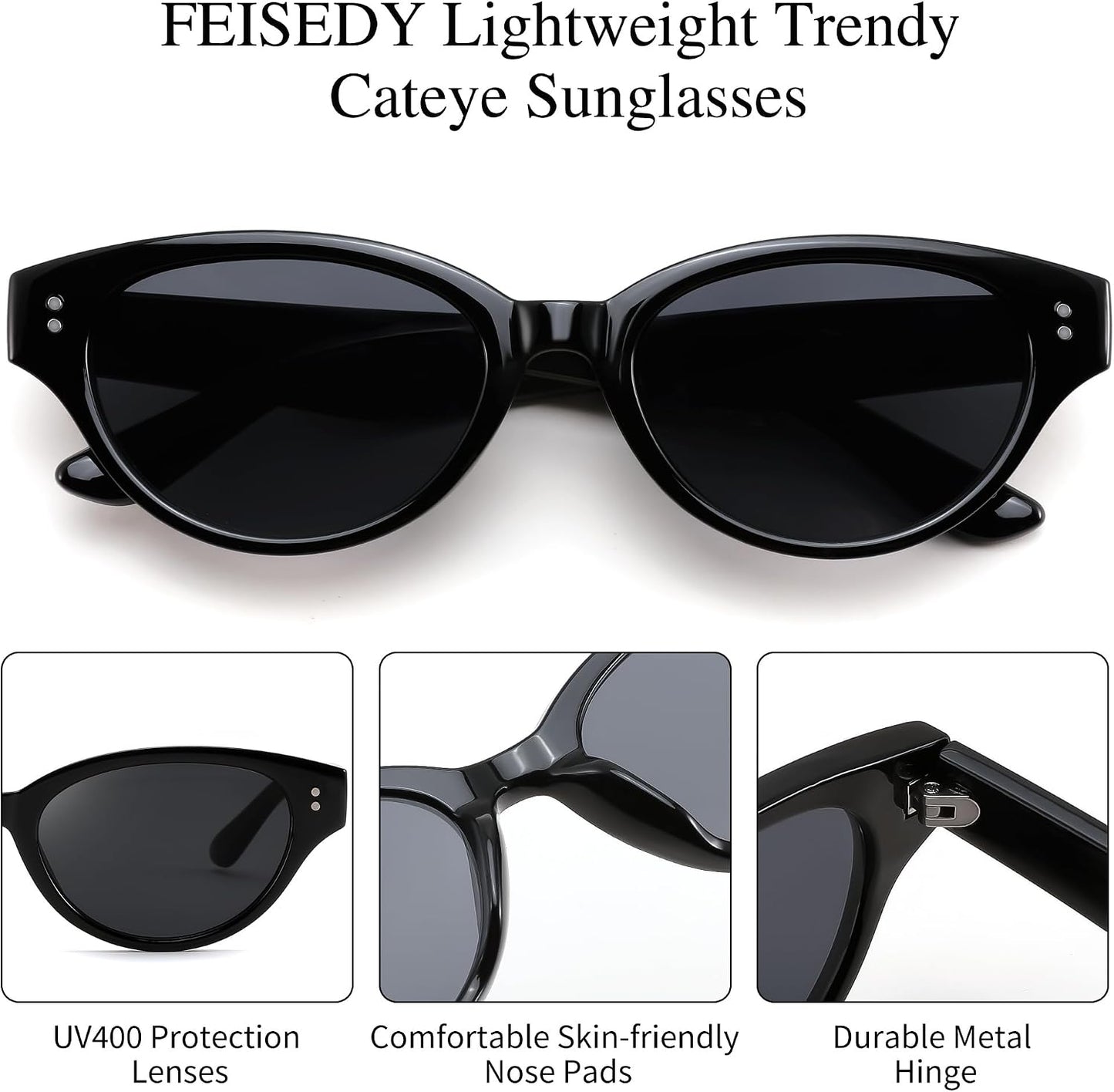 商品图片 5 | B0GVNVB7XS | FEISEDY Retro Oval Cat Eye Sunglasses for Women UV400 Protection B0419