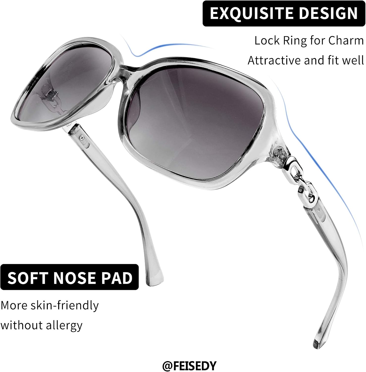商品图片 57 | B08LPZDDKZ | FEISEDY Womens Polarized Sunglasses Square Wraparound Shades UV400 Mirrored Trendy Sun Glasses for Women B2526