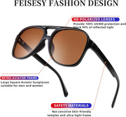 ÉÌƷͼƬ 116 | B0CB543WBD | FEISEDY Vintage Retro 70s Plastic Aviator Sunglasses Women Men Classic Large Squared Frame B2751