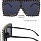 商品图片 7 | B096YZPRF2 | FEISEDY Oversized Sparkling Crystal Sunglasses Disco Diamond Flat Top Fashion Square Large Shades B2782