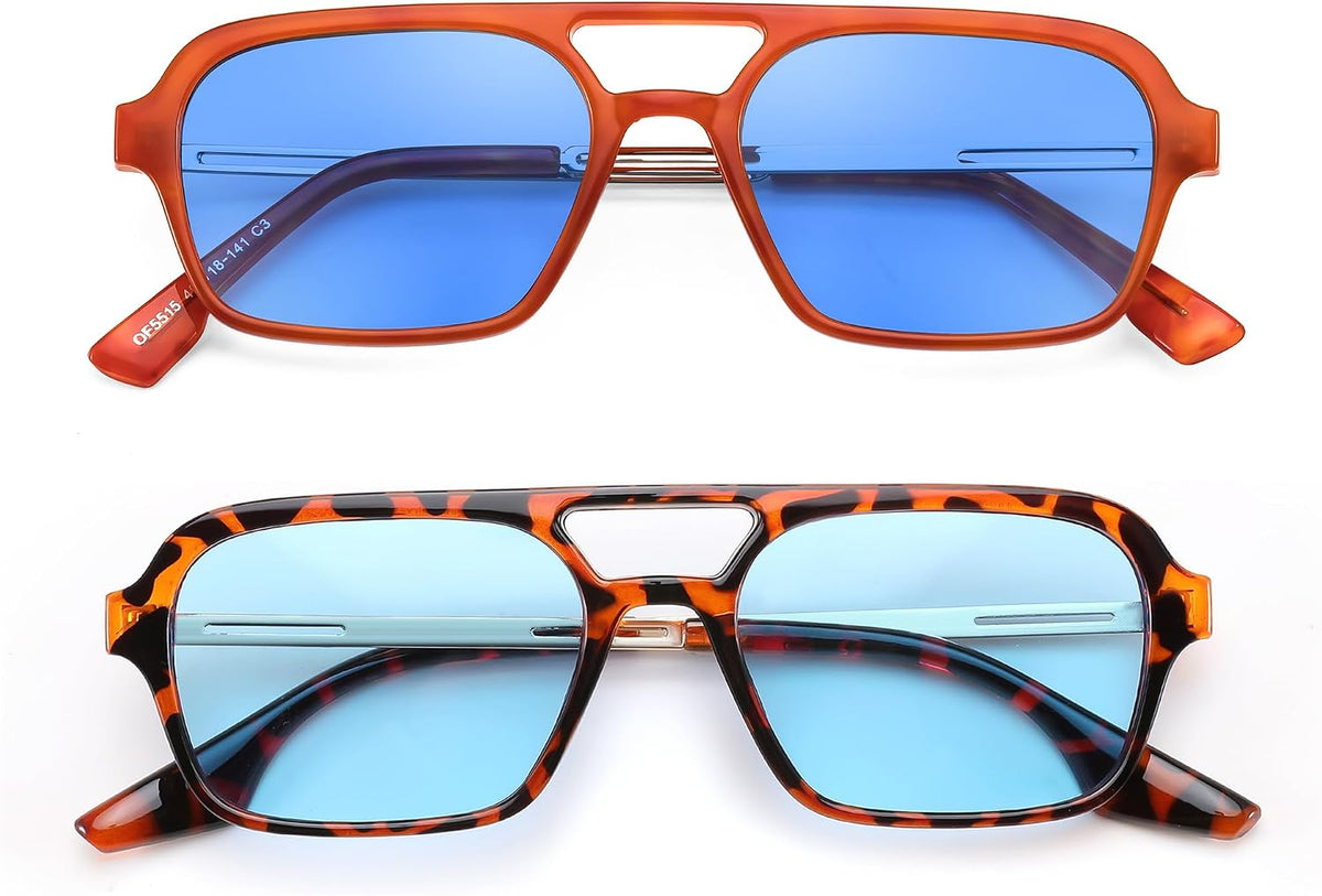 ÉÌƷͼƬ 37 | B0925V3NP4 | FEISEDY Vintage Square 70s Flat Aviator Sunglasses Women Men Metal Design Shades B2752