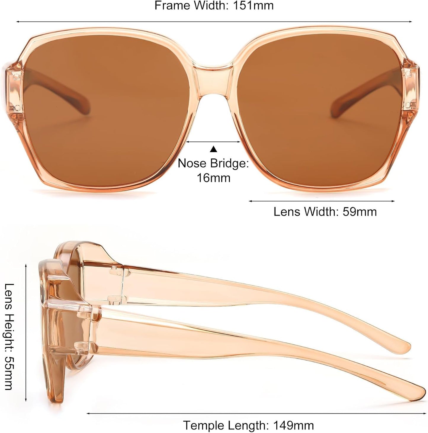 商品图片 21 | B0CPJ88KXS | FEISEDY Fit Over Glasses Sunglasses Polarized for Women Sunglasses Over Prescription Glasses Oversized UV Protection B1114