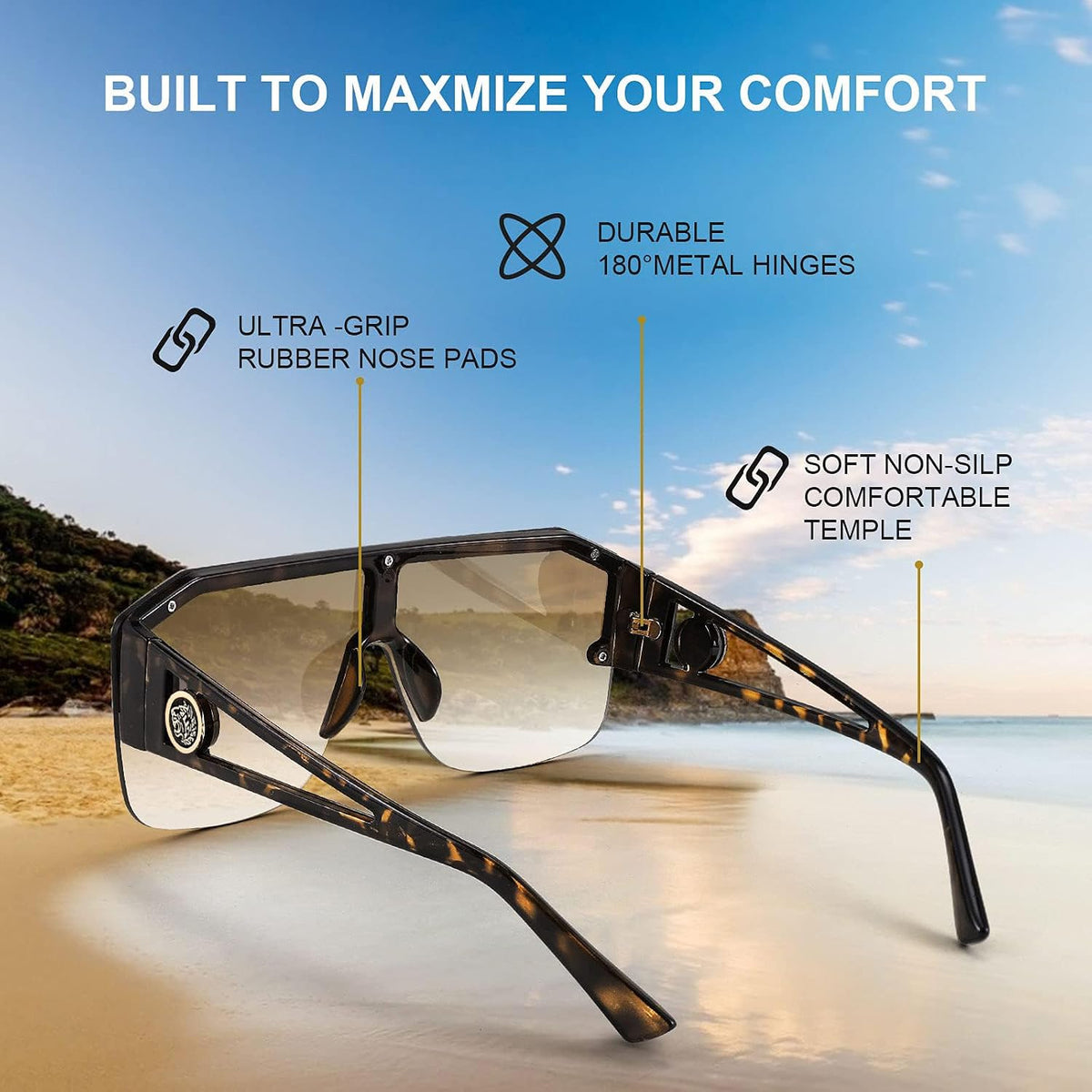 ÉÌƷͼƬ 23 | B09L4V27YS | FEISEDY Square Oversized Sunglasses for Men Women Flat Top B2765