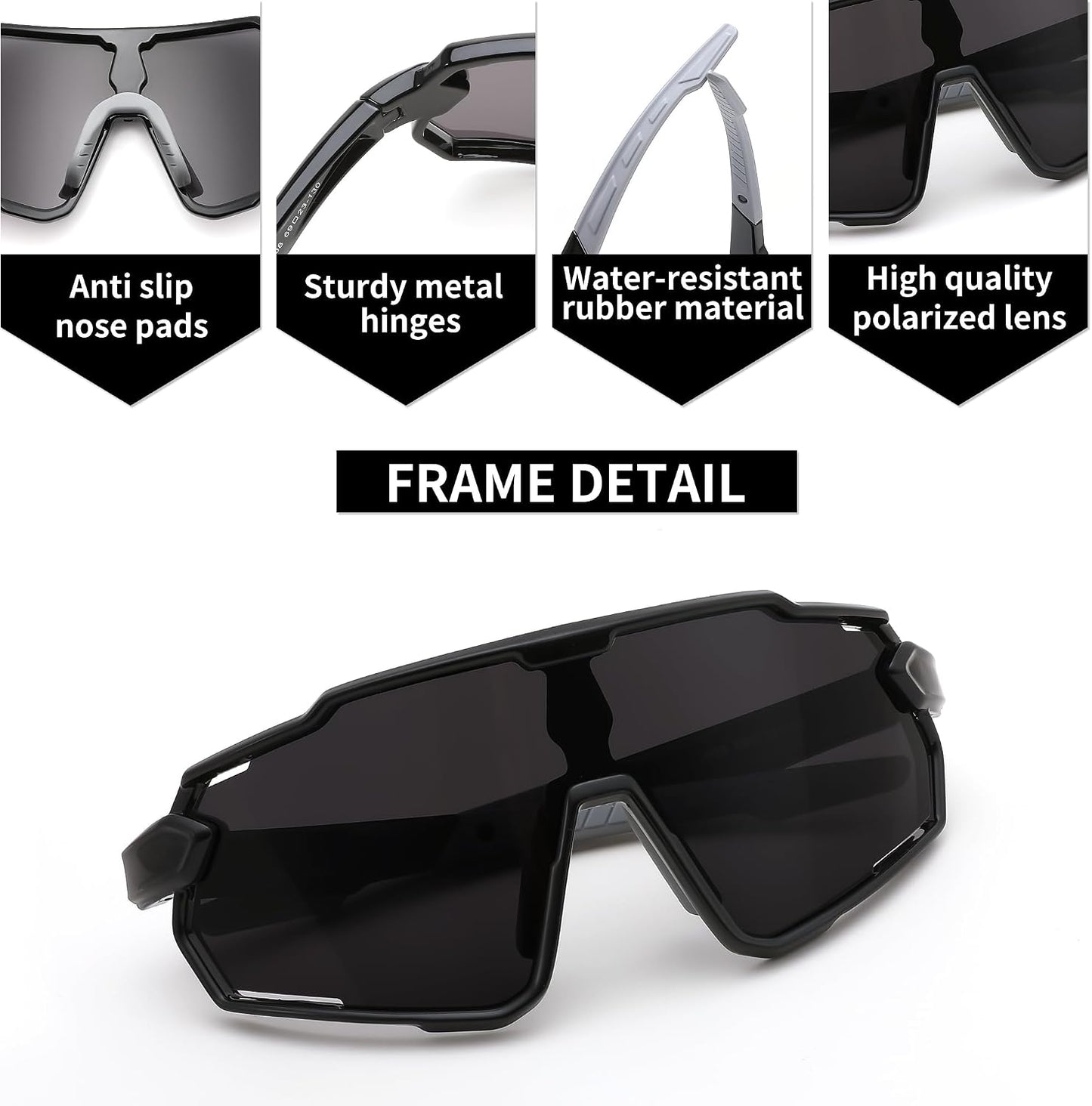 商品图片 53 | B0D6XZ67Q2 | FEISEDY Kids Teens Baseball Polarized Sunglasses Lightweight Frame UV400 Sports Cycling Shades for Boys Girls B0190
