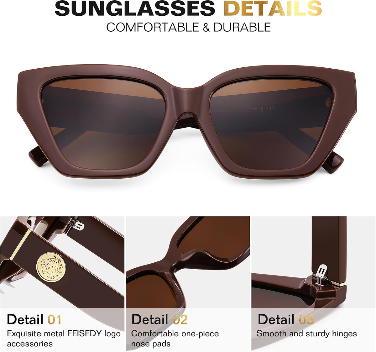 ÉÌƷͼƬ 36 | B0F8N6T6HM | FEISEDY Women's Polarized Cat Eye Sunglasses - UV400 Protection, Trendy Design for Driving & Daily Wear B0299