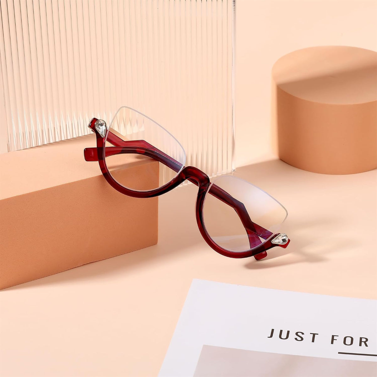 ÉÌƷͼƬ 25 | B0CJFLY9C9 | FEISEDY Reading Glasses for Women Fashion Half Frame Cat Eye Glasses Anti Glare Eyeglasses B0067
