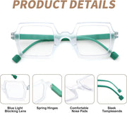 商品图片 19 | B0DNDMV881 | FEISEDY Fashion Blue Light Reading Glasses for Women Square Retro Anti- Glare Digital Eyestrain Readers B0261