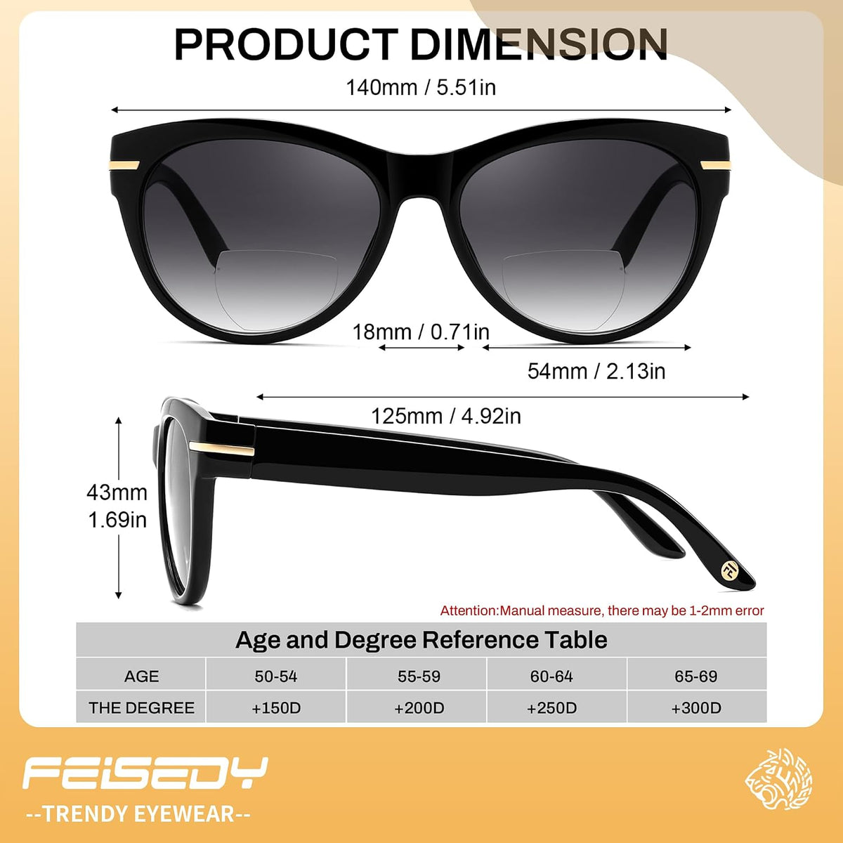 ÉÌƷͼƬ 5 | B0HDS914Y5 | FEISEDY Bifocal Sunglasses Reader Women Stylish Cat Eye Sun Readers B0392