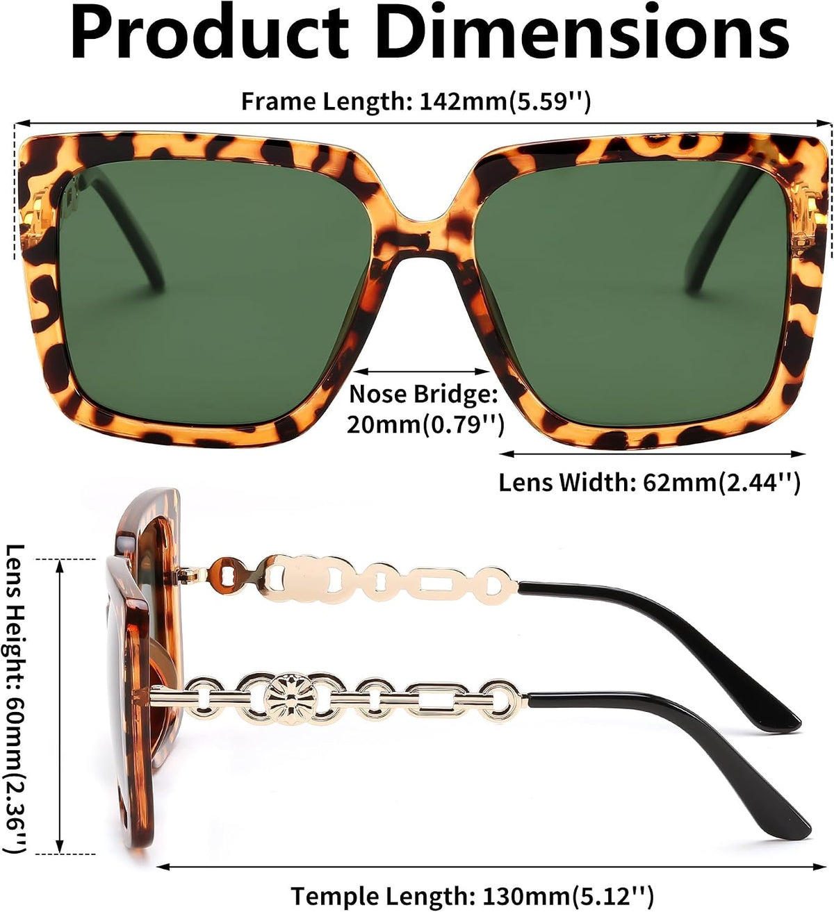 ÉÌƷͼƬ 112 | B08HVPGJW5 | FEISEDY Sunglasses Womens Trendy, Oversized Square Shades, Pearl Inlay Cat Eye Frame UV400 Protection B2625