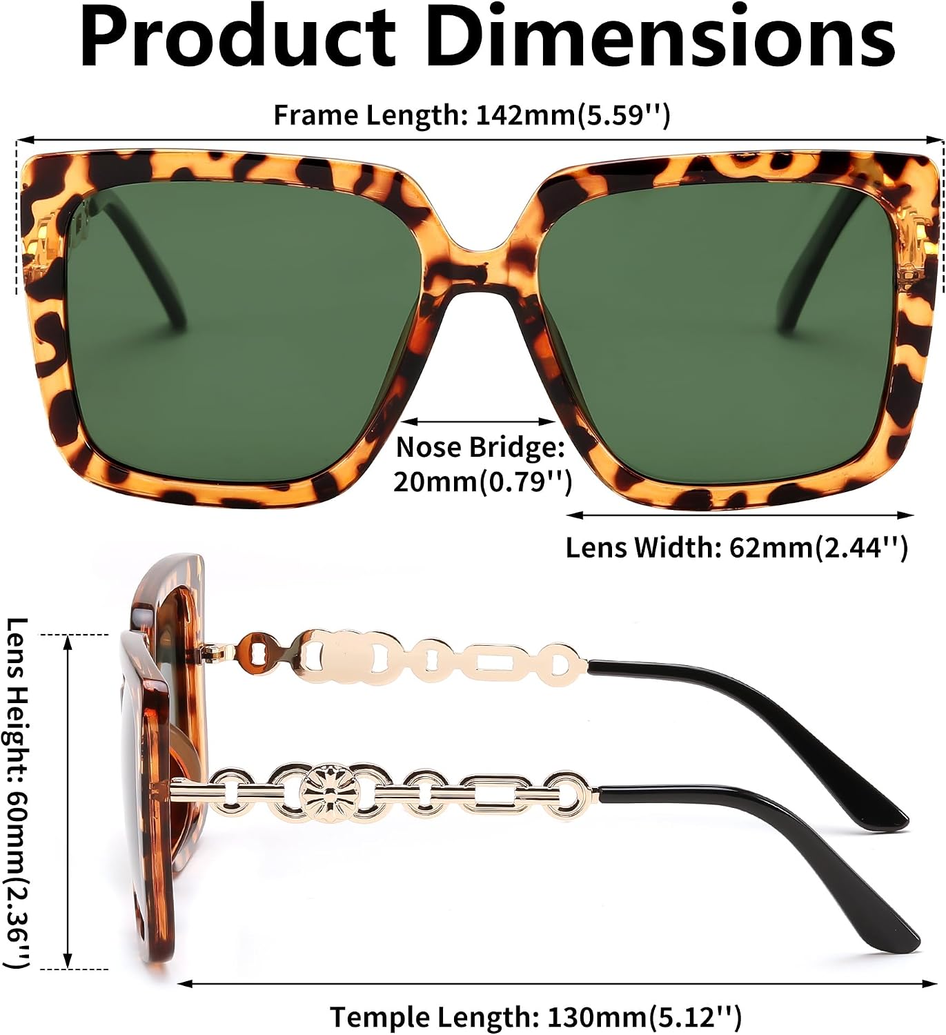 商品图片 112 | B08HVPGJW5 | FEISEDY Sunglasses Womens Trendy, Oversized Square Shades, Pearl Inlay Cat Eye Frame UV400 Protection B2625
