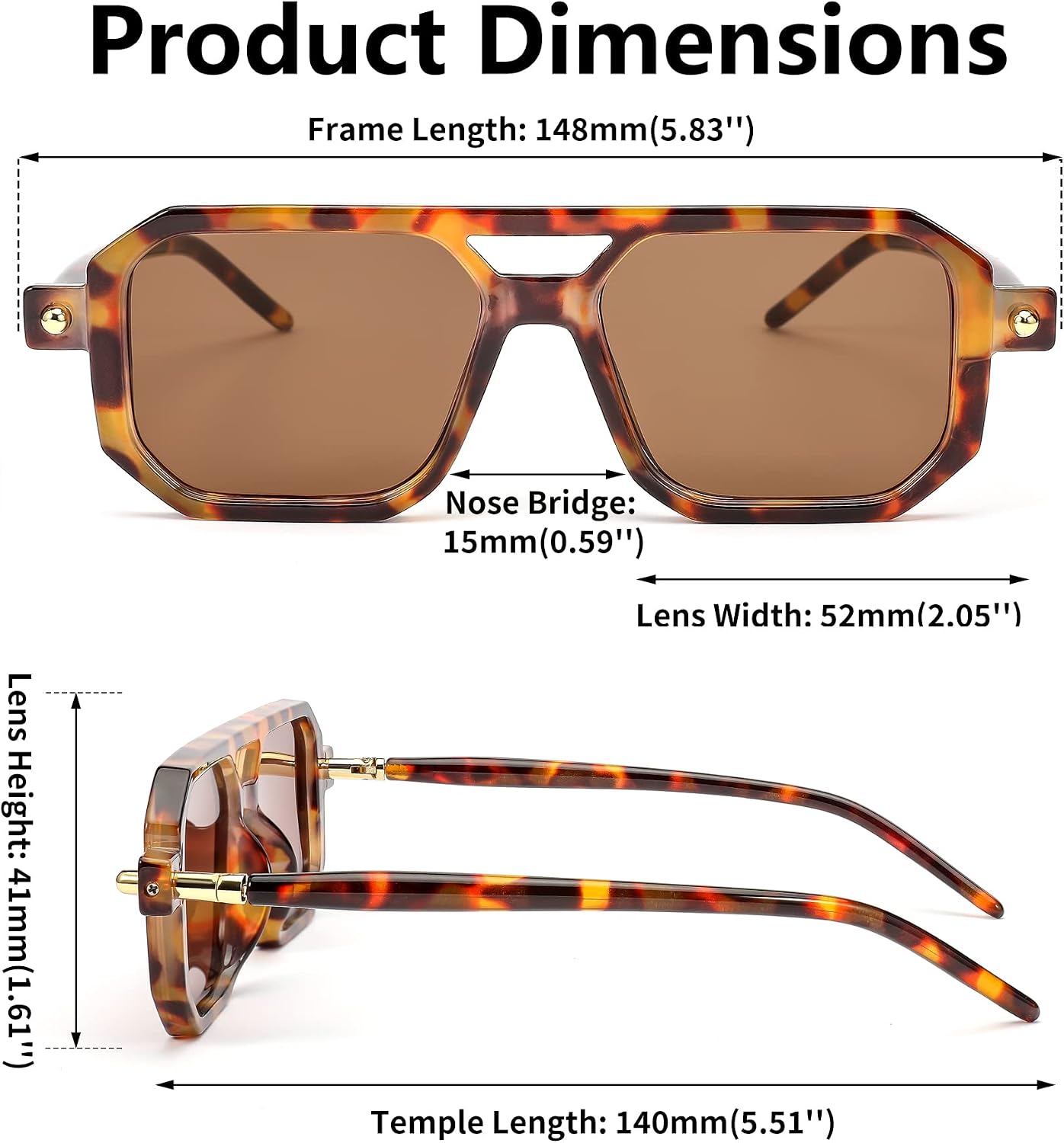 商品图片 6 | B09YTJ4FQZ | FEISEDY Vintage Square 70s Flat Aviator Sunglasses Women Men Classic Retro Stylish Frame UV400 Sunglasses B2622
