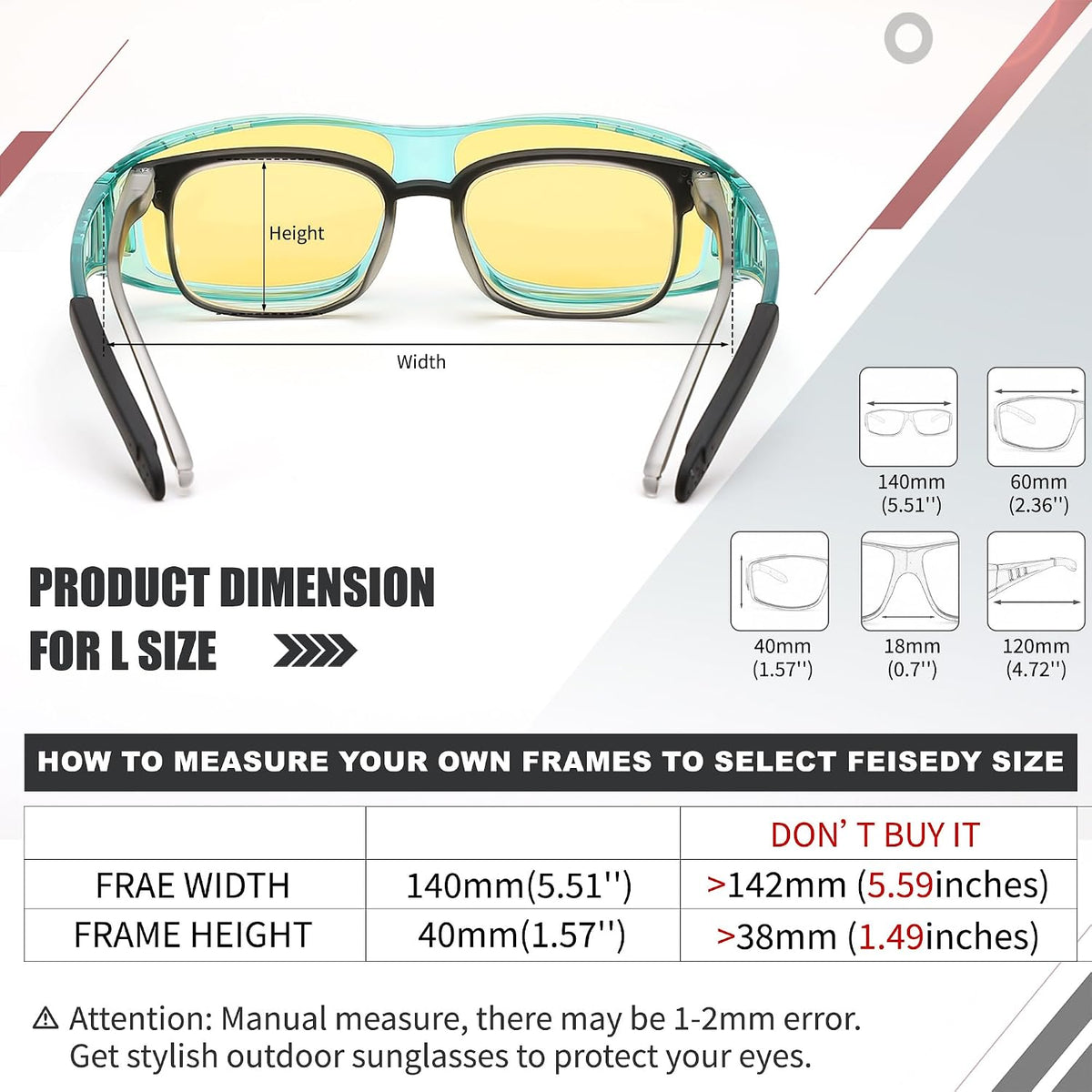 ÉÌƷͼƬ 54 | B089YRDYMP | FEISEDY Polarized Fit Over Glasses Sunglasses Men Women Wrap Around B2593