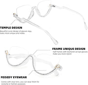 ÉÌƷͼƬ 11 | B0BK84HWH8 | FEISEDY Women Blue Light Blocking Glasses Fashion Half Frame Cat Eye Glasses Inlaid Diamond Anti Eyestrain B2995