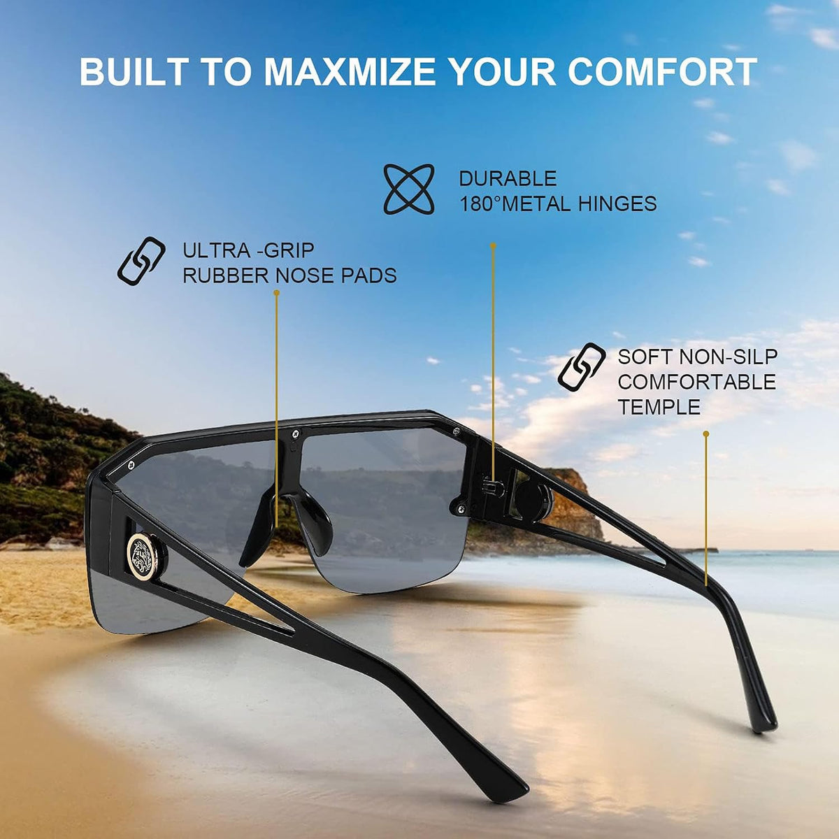 ÉÌƷͼƬ 36 | B09L4V27YS | FEISEDY Square Oversized Sunglasses for Men Women Flat Top B2765