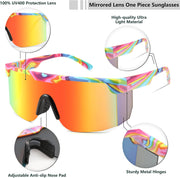 ÉÌƷͼƬ 4 | B0CFFGCBZ6 | FEISEDY Sunglasses Women Men Sports, 80s Visor Retro Neon Square Sun Glasses, Miorred Shades UV400 B0004