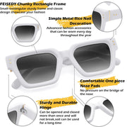 ÉÌƷͼƬ 11 | B0CHMMTXNK | FEISEDY Retro Rectangle Sunglasses Trendy Chunky Square Sun Glasses for Women Men UV400 Protection B0073