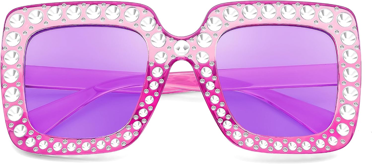 商品图片 10 | B0CFHLB4YT | FEISEDY Kids Sunglasses for Girls Oversized Square Sparkling Party Sun Glasses Lightweight Fashion Shades B0053