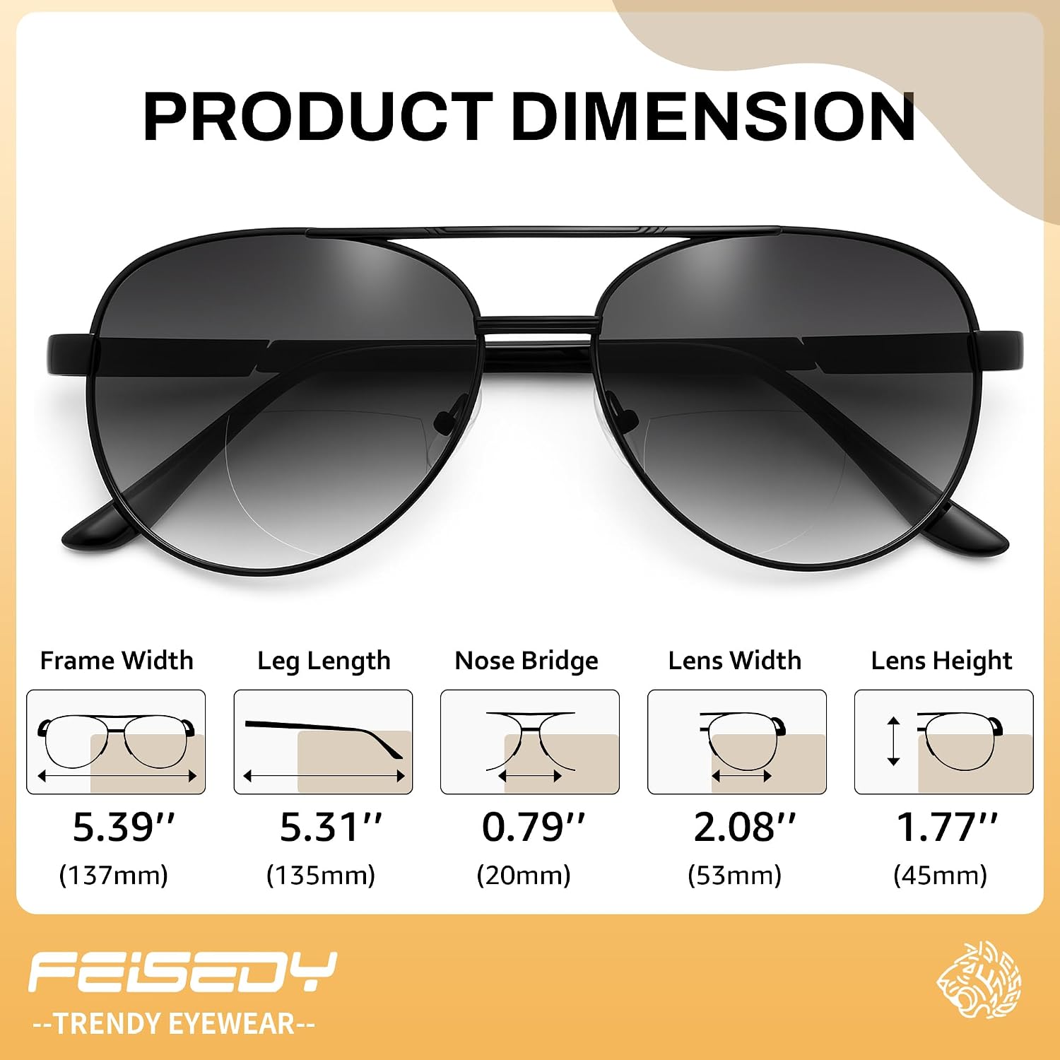 商品图片 11 | B0G1BRNH4D | FEISEDY Metal Aviator Bifocal Reader Sunglasses for Men B0335