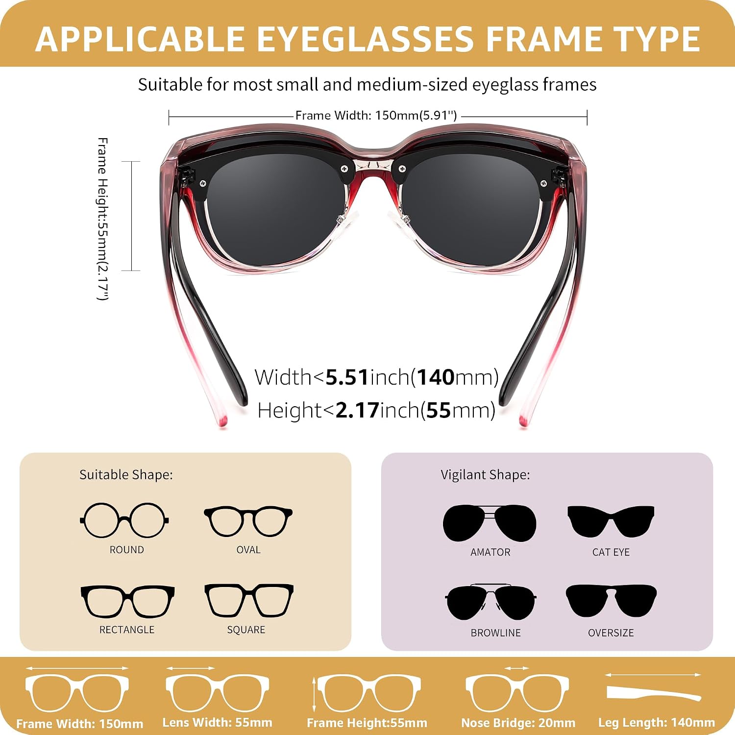 商品图片 33 | B0FRRT5Z37 | FEISEDY Fit Over Glasses Polarized Sunglasses, UV400 Protection for Driving & Outdoor Activities B0328